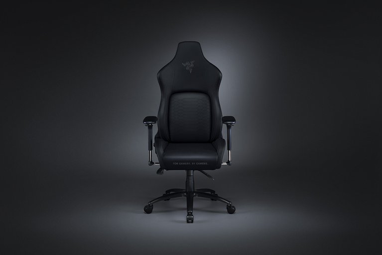 Razer Iskur (Black) - Black Background with Light (Front View)
