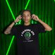 *A Bathing Ape Razer Tee XXL (Black) Male Model with Headphones - Bars Background Green Neon
