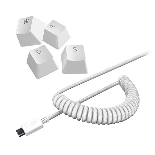 Razer PBT Keycap + Coiled Cable Upgrade Set - Mercury White