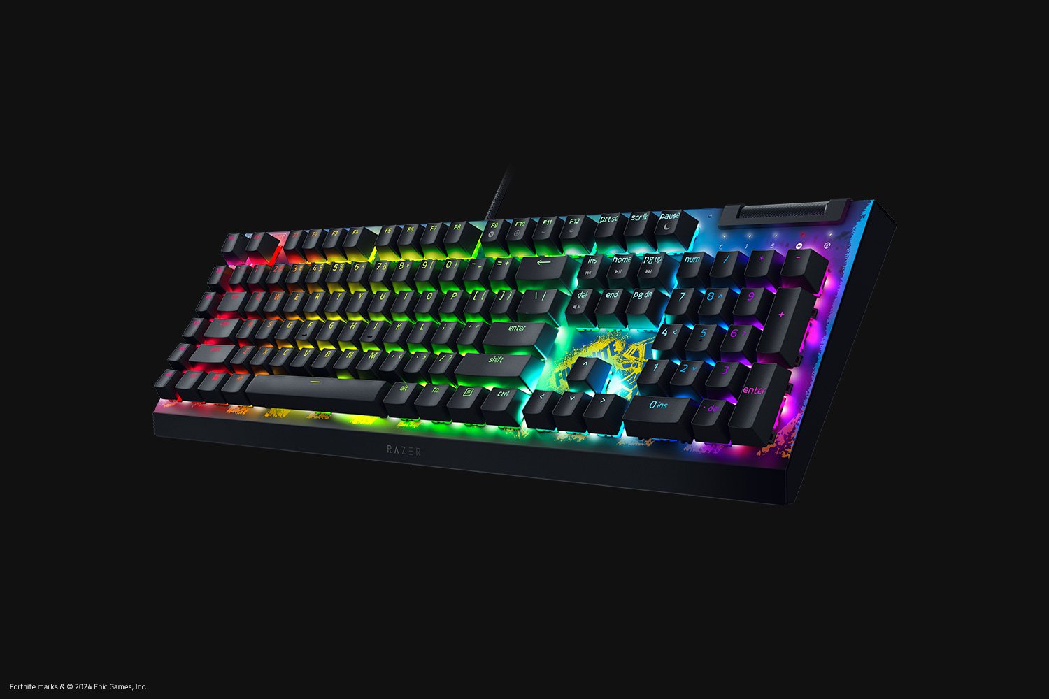 Razer BlackWidow V4 X - 옐로우 스위치 - US - Fortnite Edition