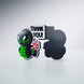 Razer Sneki Snek Fridge Magnet (Thank You) - Silver Background with Light (Front and Back Angled View)