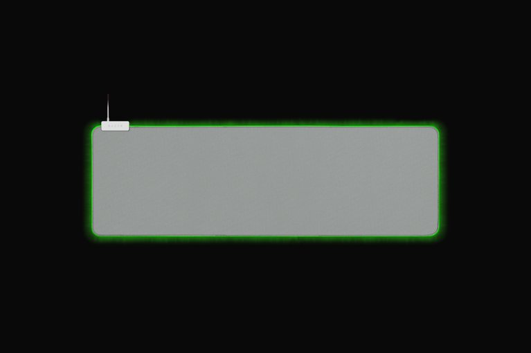 Razer Goliathus Extended Chroma Mat (Mercury) - Black Background with Light (Front View) White Chroma