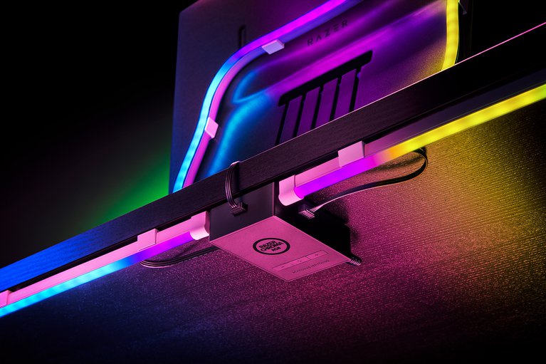 Razer Chroma Light Strip Attached to Workstation (Underside View)