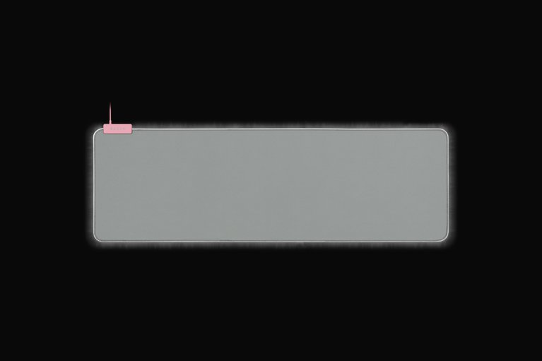 Razer Goliathus Extended Chroma Mat (Quartz) - Black Background with Light (Front View) Light Pink Chroma