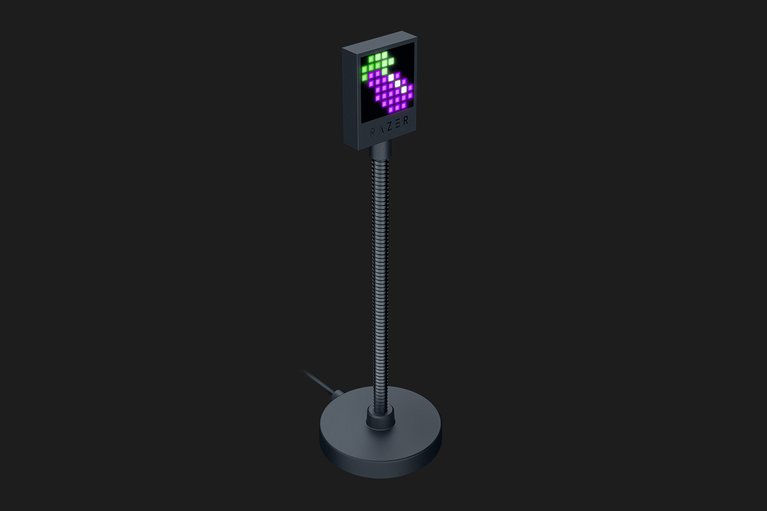 Razer Emote Display - Black Background with Light (Right-Angled View)
