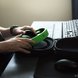 Male Model with Razer Kraken (Green) in Headset Case at workdesk