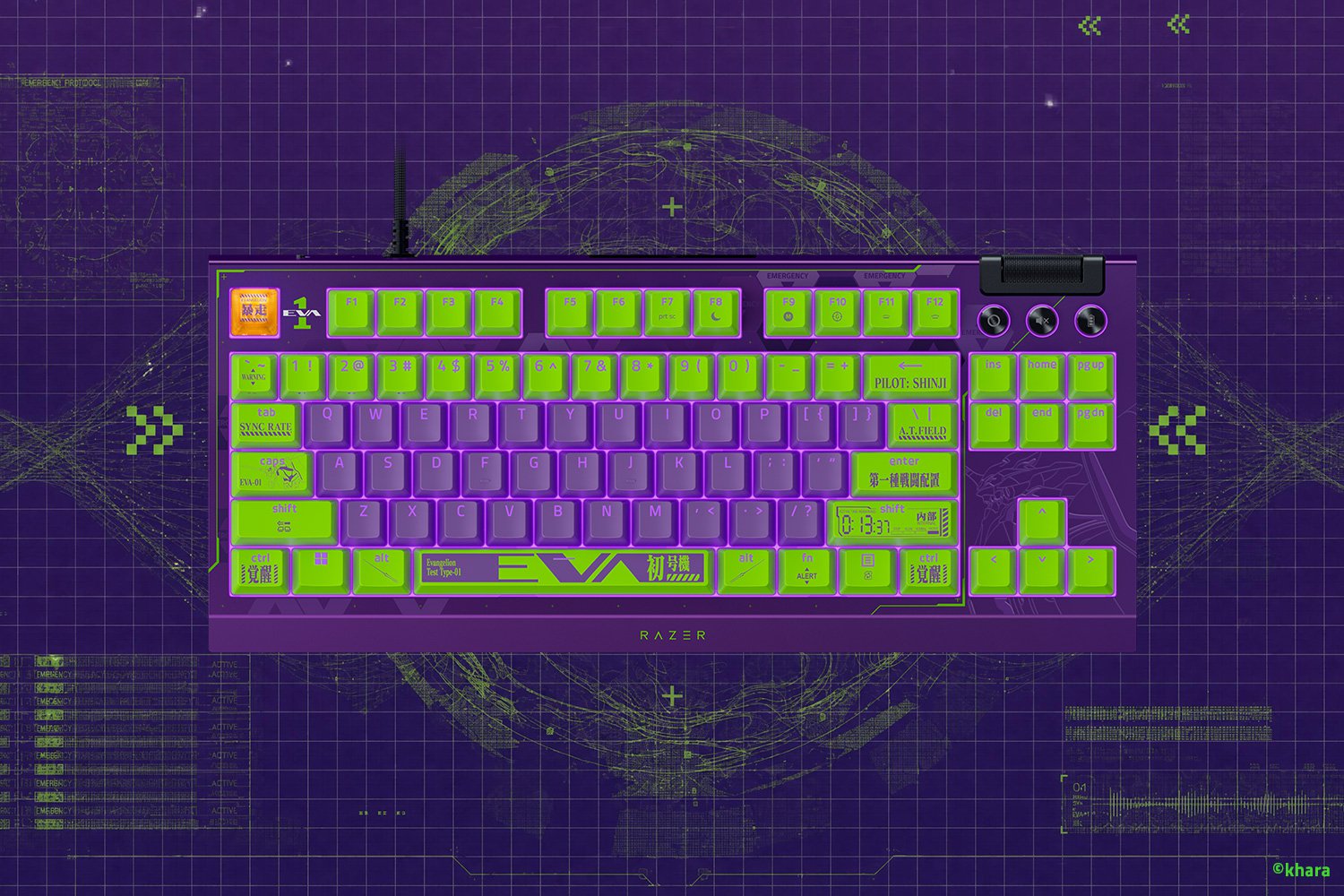 Razer BlackWidow V4 Tenkeyless HyperSpeed - 橘軸 - US - Evangelion (EVA-01) Edition