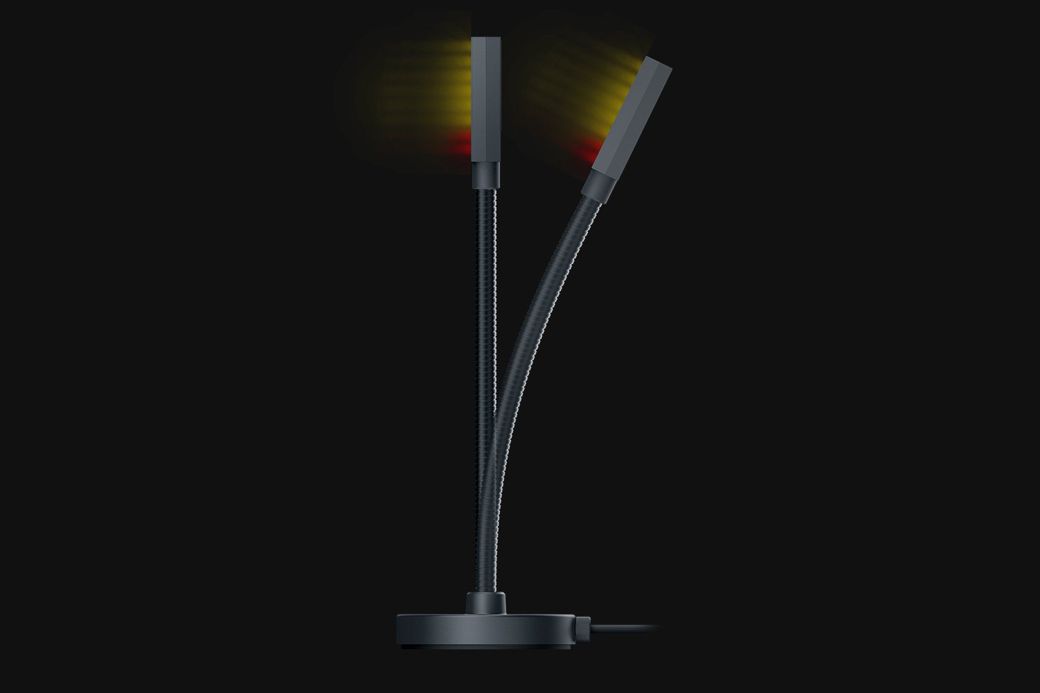Razer Emote Display Bent Back - Black Background with Light (Side View)