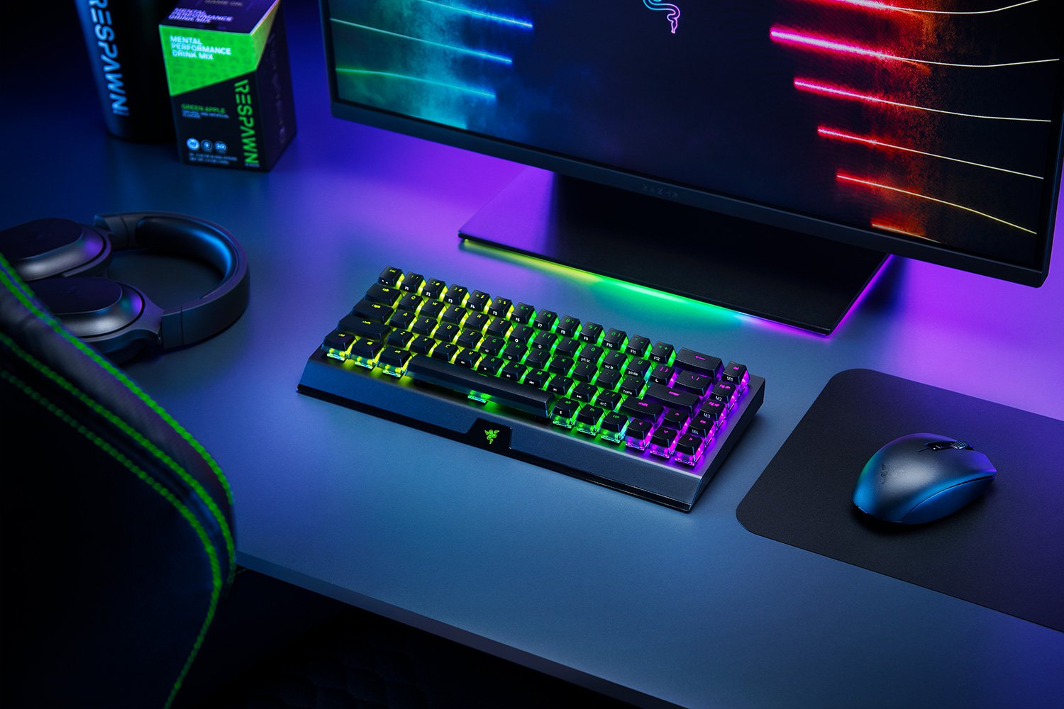 Razer BlackWidow V3 Mini Hyperspeed (Yellow Switch) US (Phantom Ed) on Razer Workstation Bright