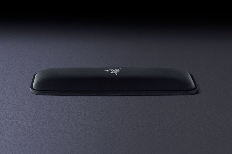 Razer Ergonomic Mouse Rest - Black Background with Light (Front View)