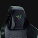 Razer Chroma Head Cushion Closeup with Razer Iskur X - Black Background with Light (Angled View)