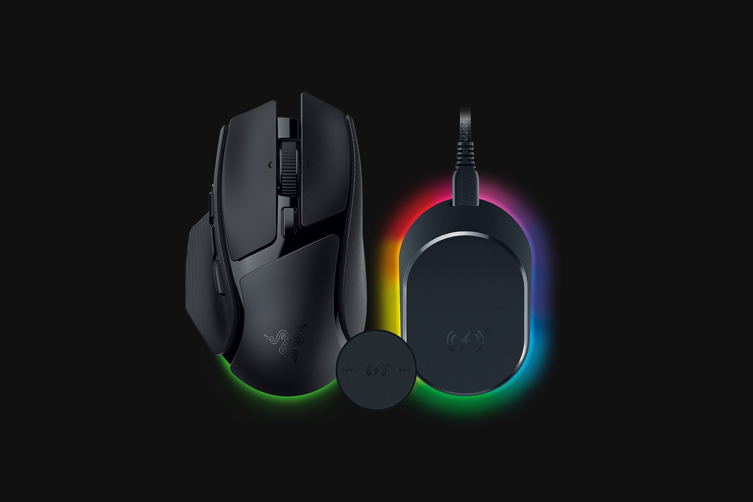 Razer Basilisk V4 HyperSpeed - Black + Mouse Dock V2 Pro