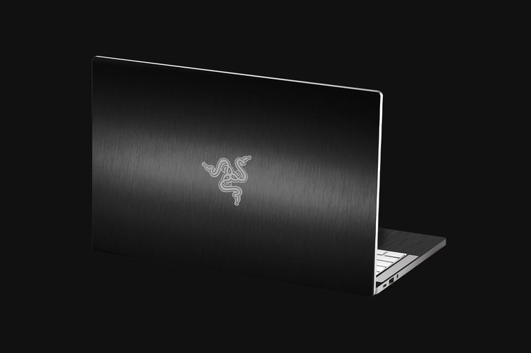 Razer Book (Angled View) Skin - Brushed Metal (Black) Full