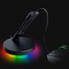 Razer Mouse Bungee V3 Chroma with Mouse - Black Background with Light (Angled View)